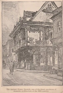 IPSWICH, THE ANCIENT HOUSE, Suffolk, Drawing - Vintage POSTCARD - Foto 1 di 2