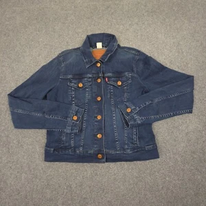 Levi's Jacket Womens MEDIUM Blue Denim Trucker Biker Button Up Stretch Size M - Picture 1 of 10
