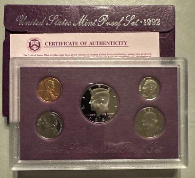 1992 Clad Proof Set U.S. Mint Original Government Packaging OGP COA - Image 1 of 4