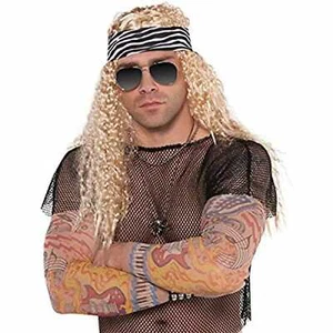 Glam Rocker 80s 90s Costume Tattoo Party Sleeves Adult Fancy Dress 1 Pair - Picture 1 of 1