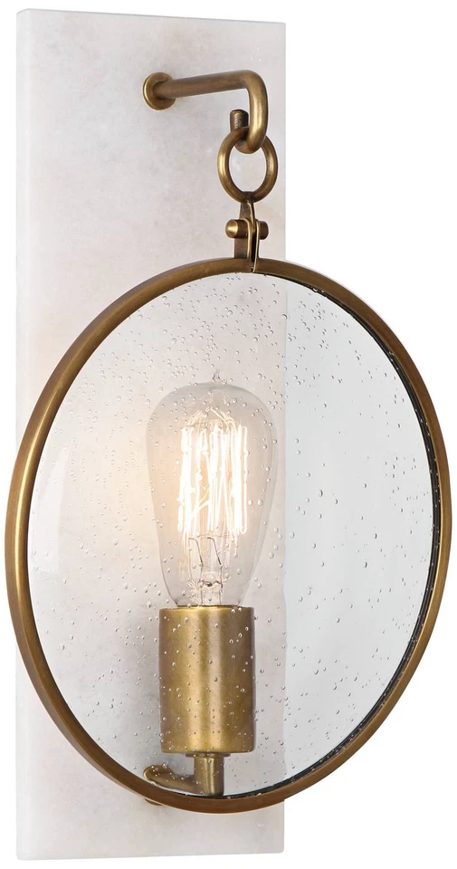 Aplique de pared enchufable Fineas 14 1/4" de alto alabastro-bronce Foto 1 de 1