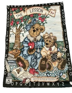 Boyds Bears & Friends Tapestry THE LESSON Wall Hanging Teacher Classroom School - Picture 1 of 5