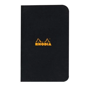 Rhodia schmales heftgebundenes Notizbuch - Grafik 24 Blatt - 3 x 4 3/4 - schwarze Abdeckung - Bild 1 von 3