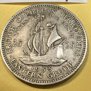Moneda de 25 centavos de Estados del Caribe Oriental 1955 - Envío gratuito - Imagen 1 de 5