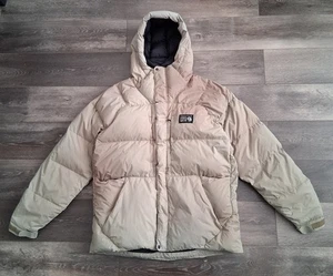 Mountain Hardwear Nevadan Down Jacket 650 Fill Hooded Dust Tan Size Large - Picture 1 of 18
