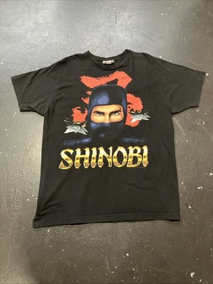 Винтажная редкая состаренная черная футболка Sega Shinobi Trinity Product размер XL - Изображение 1 из 4