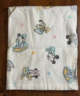 Manta de bebé de franela de algodón vintage Dundee Mickey Mouse Minnie Pluto Disney Foto 1 de 4