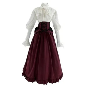 Victorian Dress Costume Women Medieval Vintage Edwardian X-Large Red/White - Picture 1 of 7