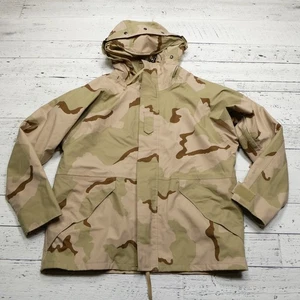 Military ECWCS Parka Jacket Mens Large Desert Camo Hooded Cold Weather Nylon USA - Picture 1 of 8