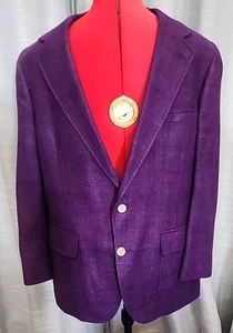 Vintage Nordstrom Mens Sport Coat Blazer Two Button Purple 100% Silk - Picture 1 of 15