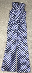 Anthropologie Maeve Ponte Flare Jumpsuit Size Medium Knit Geometric Disco - Bild 1 von 11