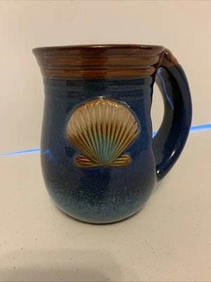 NEW Hand Warmer Stoneware Mug Cape Shore Beach Sea Shell Coffee/Tea Cup