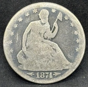 1874 mit Pfeilen sitzende Freiheit Half Dollar, gute + G+ Erhaltung! - Bild 1 von 2
