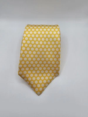 Kiton Napoli Italiano 100% Seda Blanco Lunares Amarillo Para Hombre Vestido Cuello Corbata Usado en Excelente Condición Foto 1 de 4
