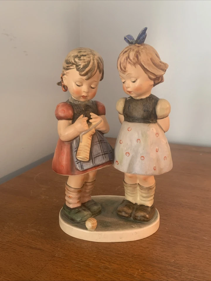 Vintage 1963 W Germany Goebel Hummel 256 Knitting Lesson Figurine  - Image 1 of 4