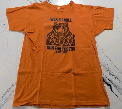Camiseta De Colección 1981 WLS Music Radio Run For The Zoo Tiger Chicago Mediana Individual EE. UU. Foto 1 de 4