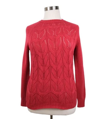 Suéter feminino de malha pescadores gola redonda vermelho Preswick & Moore novo com etiquetas médio - Imagem 1 de 4