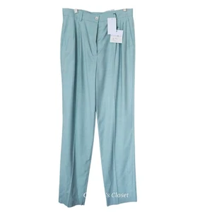Vintage Bernard Zins Paris Blue Wool Pleated Trousers Sz.12 Quiet Luxury NWT - Picture 1 of 12