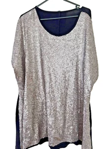 TS Taking Shape - Silver Sequin Top - Sz L - Excellent Condition - Shirt - Picture 1 of 6