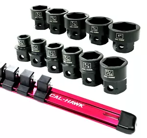 11Pc 1/2" Drive Nano Low Profile Impact Socket Set SAE New Cal-Hawk Pro - Picture 1 of 9