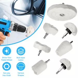7PCS Car Polisher Polishing Buffing Pads Mop Wheel Drill Kit Aluminum Stainless - Picture 1 of 14