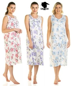 Damen Nachthemd Rosen Blumen Jersey ärmellos - Bild 1 von 1