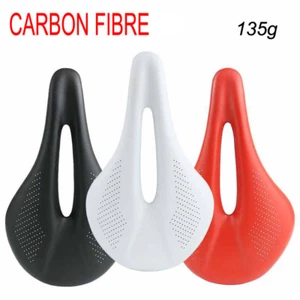 Fibra de carbono + cuero sillín de bicicleta MTB carretera bicicleta de montaña sillín cojín de asiento - Imagen 1 de 16