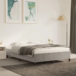Bettgestell ohne Matratze Hellgrau 140x190 cm Samt - Bild 1 von 9