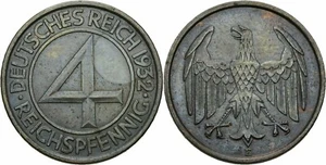 Weimarer Republik 4 Reichspfennig 1932 E Muldenhütten Deutsches Reich J. 315 - Picture 1 of 3