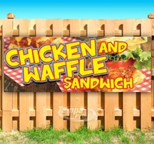 CHICKEN WAFFLE SANDWICH Advertising Vinyl Banner Flag Sign FAIR CARNIVAL FOOD