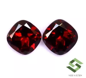 Certified Natural Red Garnet Cushion Cut Pair 8x8 mm 5.37 CTS Loose Gemstones - Picture 1 of 4