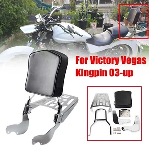Sissy Bar Backrest Pad Luggage Rack For Victory 2003-Later Vegas Kingpin Chrome - Picture 1 of 11