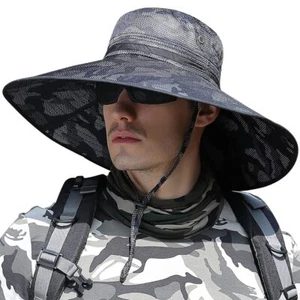 Super Wide Brim Sun Hat UPF 50+ UV Waterproof Fishing Hat Men Women Outdoor - Picture 1 of 7