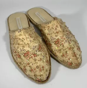 Scarpe pantofole donna Laura Ashley con paillettes floreali taglia 6 usate in ottime condizioni modello vintage - Foto 1 di 7