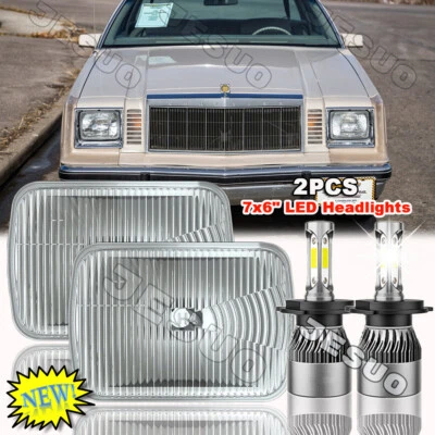 For Chrysler Cordoba 1980-83 Pair 7x6" Square LED Headlights Hi/Lo Beam DRL Lamp Foto 1 de 4