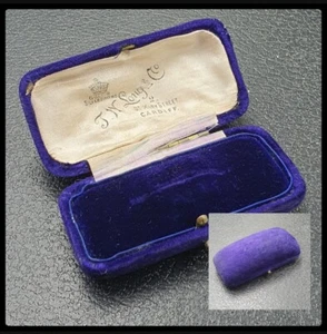 ANTIGUO BROCHE DE TERCIOPELO AZUL CAJA DE EXHIBICIÓN CARDIFF - Imagen 1 de 6
