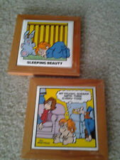 MARVIN by Tom Armstrong 1983 vintage comic strip PAIR Ceramic Wood Kitchen Tiles