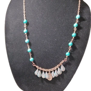 Artisan Made Turquoise Color And Copper 23 Inch Necklace With Toggle Clasp. One - Picture 1 of 6