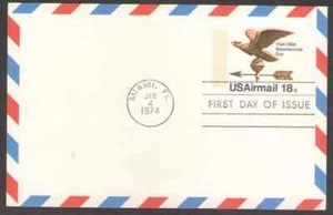US. UXC15. 18c. Eagle Weather Vane, Visit USA. FDC. MNH. 1974 - Picture 1 of 1