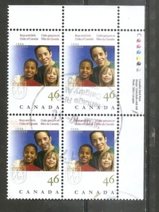 99c Starts - CANADA Boys Girls clubs Scott 1857 Inscription Plate Block PB Used - Picture 1 of 1