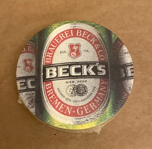Pack of 20 VINTAGE Double Sided BECKS Beer Coasters NOS Bar GAME ROOM Man Cave! - Picture 1 of 8