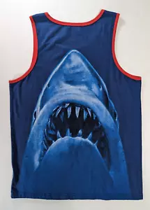 Jaws Men's Shark Graphic Tank Top Shirt Size Small 34-36 Navy Red - Picture 1 of 9