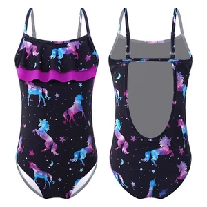 Girls One Piece Swimsuit Criss Cross Back Swimwear Printed Swim Bathing Suit - Picture 1 of 90
