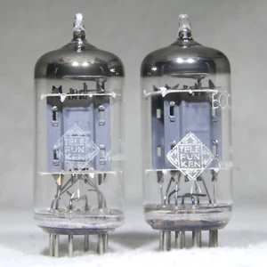 Matched Pair Telefunken ECC82/12AU7 Long Ribbed Plate Diamond Bottom Very Strong - Picture 1 of 14