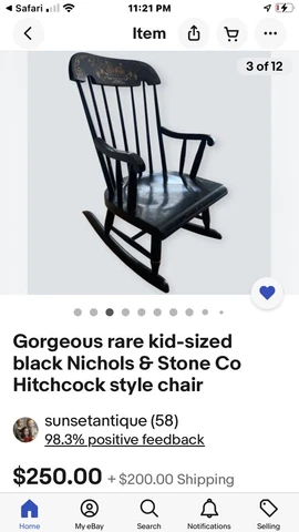 Black Nichols & Stone Rocker / Rocking Chair  (R241) Cover