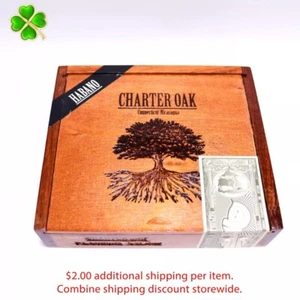 Caja de cigarros de madera vacía Charter Oak PT Corona Habano 7" x 6" x 1,75" - Imagen 1 de 10