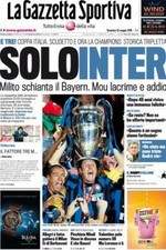 GAZZETTA DELLO SPORT INTER BAYER MONACO FINALE CHAMPIONS LEAGUE 22 MAGGIO 2010