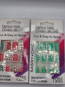 2x Moda Uñas Aviadas+Chic 12 piezas ea~2 Estilos Diferentes - Imagen 1 de 3