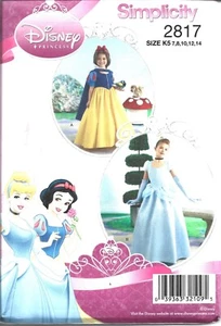 Simplicity Disney Princess Pattern #2817-Girl's Cinderella-Snow White Size 7-14 - Picture 1 of 1