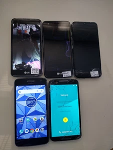 LOT OF 5 Smartphones - LG'S,Moto's For Parts or Repair - Zdjęcie 1 z 4